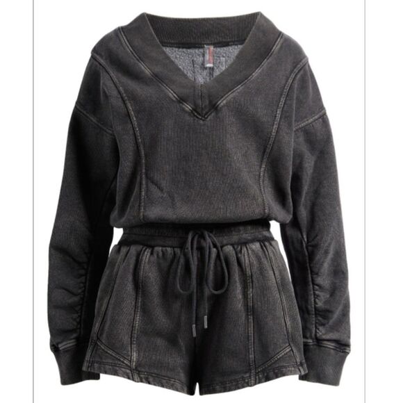 NWOT FP Movement | Intercept Romper Terry Knit Washed Black, Womens Large - Picture 2 of 10